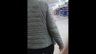 Step mom fucked through ripped leggings by step son in supermarket 