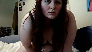 Jar dropping BBW redhead webcam girl masturbates in lingerie