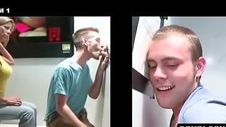 Straight and gay blowjob on gloryhole