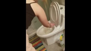 Teen pisses in cup in kitchen