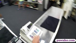 Hot college girl pawns her pussy and screwed at the pawnshop