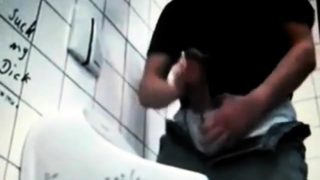 azeri Jerking huge cock at public toilet