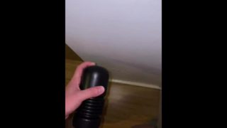 Fucking and wanking with my flashlight with big cumshot 