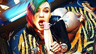 JUDY JERKS AND SUCKS THE FUCK OUT OF A STIFF DICK SO HARD THAT CUM BLASTS IN HER HOT SEXY MOUTH