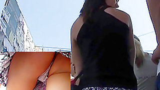 Fresh appealing arse upskirt view