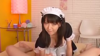 Busty Japanese maid gets in a wild POV action