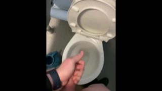 Playing with myself in the public toilets with big cumshot 