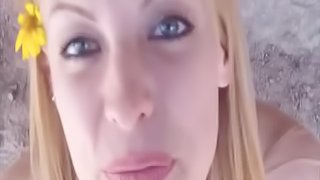 Sucking dick in public makes the blue eyed amateur so horny