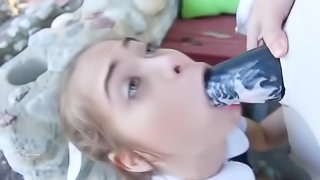 Sweet tender schoolgirl Riley Reid in a skirt gets her ass fucked by a horn