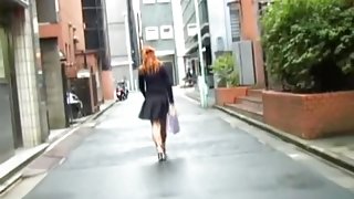 Red-hot Japanese princess flashes her booty when her dress gets lifted