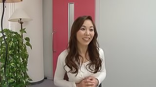 Cute chick in a cardigan has hot Japanese sex