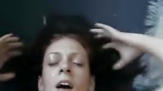 A guy fucks his pretty girlfriend and cums on her face