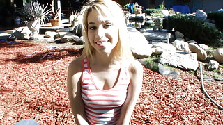 Petite blonde knows how to jerk a guy off...