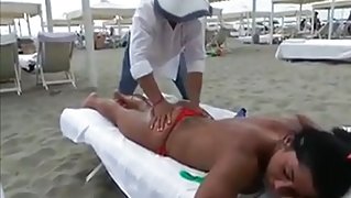 Voyeur Beach Massage Hot Sexy Asses