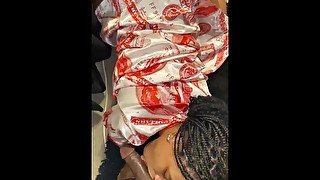 Ebony stripper gets her face fucked