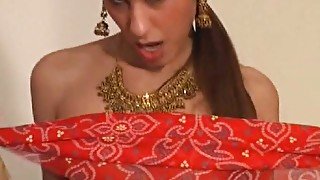 Hot skinny Indian teen chick stripteases and flashes her cunt