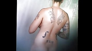 tattooed hotty spy shower