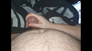 Step mom handjob with cum while scrolling Instagram 