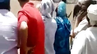 Crazy guy touching dick on the muslim women