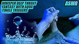 (ASMR) Sloppy deep throat whispered fantasy with wet trigger tingles / male solo JOI jerking off