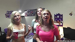 Bisexual chicks are being fucked hard and licking each other