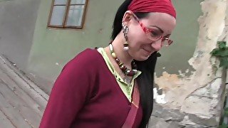 PublicAgent Lulu is covered in tattoo and gets pussy full of cum