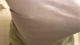 Slow-Mo Swinging Tits/Hard Nipples in Stained White Tee