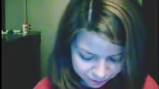 Hot Brunette Teen Showing her big tits on webcam