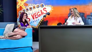 Pornstars on a talk show have an orgy with the male guests