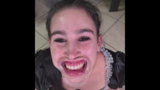 French maid tries to drink her own piss through lip retractor | funny fail