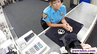 Busty police officer fucked by pawn man to earn extra money