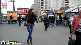 Real public sex movie scene with redhead