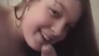 Sexy Brunette Gives a long Blowjob With Her new Tongue Piercing