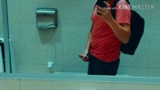 Jerk off public toilet.  urinal cum. Exhibitionist