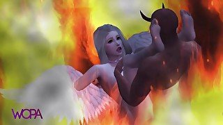 DEMONS HOLD ANGEL AND DOUBLE PENETRATION IN THE INNOCENT - 3D ANIMATION