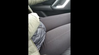 Step mom in leggings morning fuck in the car with step son 