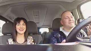 Slut sucking dick and fucking in the back of the car