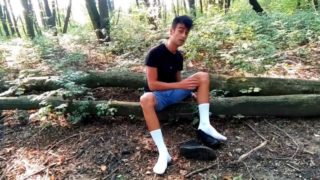 White socks POV outdoor walking, worshiping and making them dirty