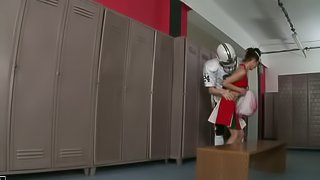 Football Player Banging Cheerleader Kim Kay in the Locker Room