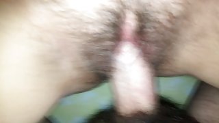Sex with a young pussy hairy wife POV