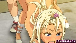 Blonde hentai babe gets pumped