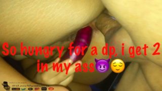 CHUBBY GIRL SQUIRTS A LOT WITH DILDO AND GET SOME DP AND DOUBLE ANAL
