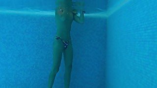 Underwater hairy pussy by the pool naked Mary