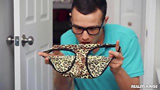 Mom Casca Akashova's underwear drives geek dude crazy!