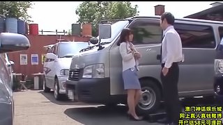 Japanese brunette attacked by a guy on a parking lot