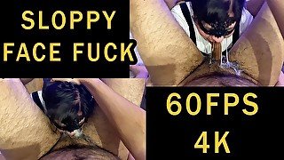 POV Sloppy Deepthroat On The Couch - Cum in Throat - TittyFuckAdventure