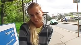 Blonde girl gets fucked outdoors