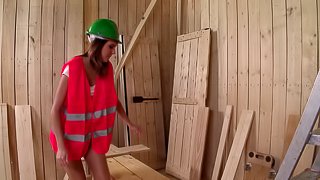 A horny construction worker decides to go deep inside Agness' asshole!
