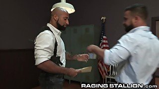 RagingStallion Hairy Black Investigators Sucking Some Dick