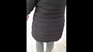 Step mom under jacket no bra get tits fucked and cumshot in supermarket by step son